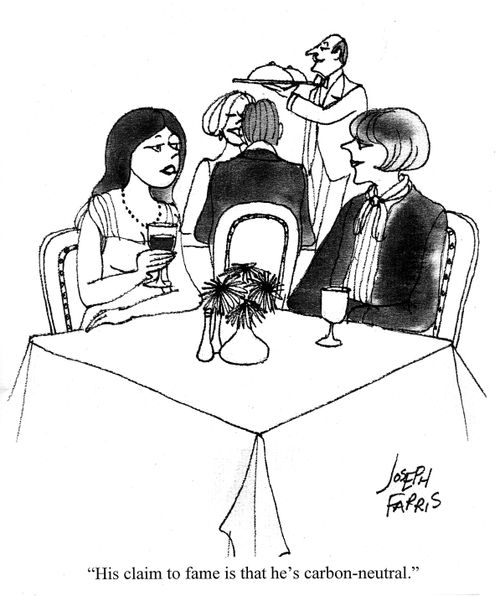 'His claim to fame is that he's carbon-neutral.'