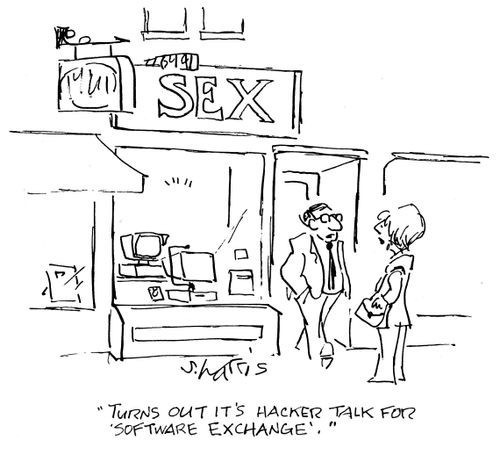 'Turns out it's hacker talk for 'software exchange'.'