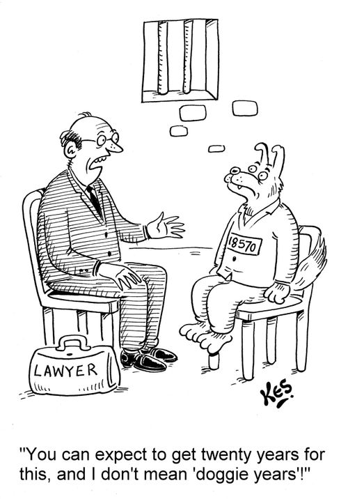 'You can expect to get twenty years for this, and I don't mean 'doggie years'!'
