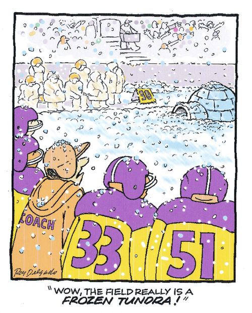 'Wow, the field really is a frozen tundra!'