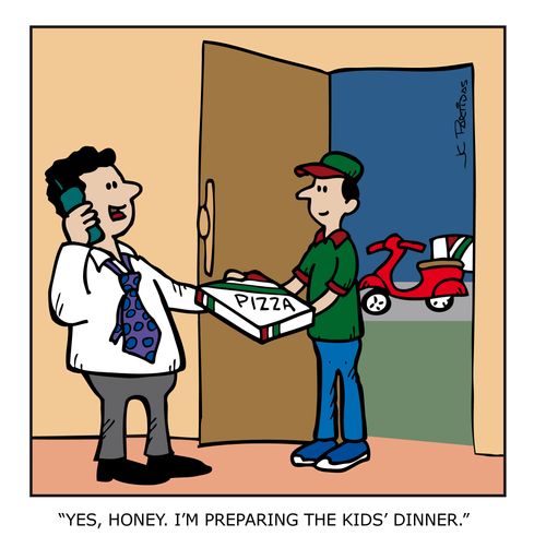 'Yes, honey. I'm preparing the kids' dinner.'