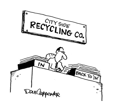 Recycling trays, 'IN'---'Back to 'IN'.