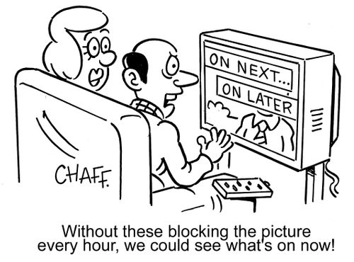'Without these blocking the picture every hour, we could see what's on now!'
