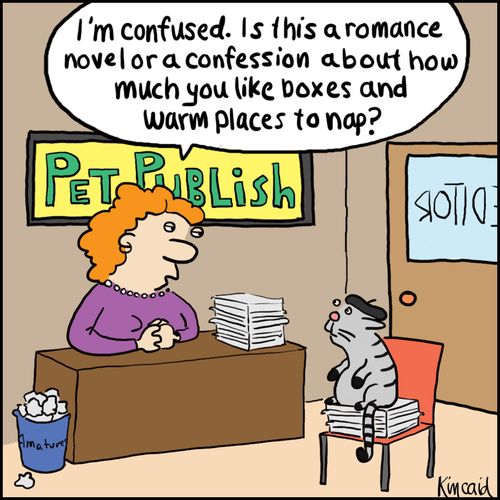 'I'm confused. Is this a romance novel or a confession about how much you like boxes and warm places to nap?'