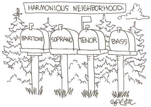 Harmonious neighborhood: 'Baritone, Soprano, Tenor and Bass'