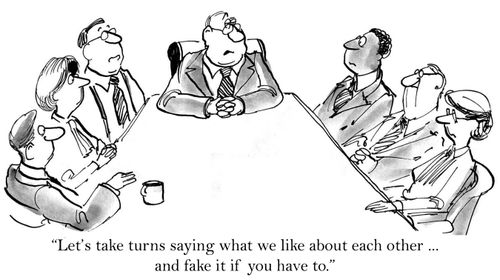 'Let's take turns saying what we like about each other...and fake it if you have to.'