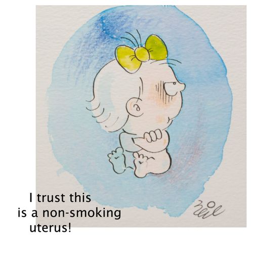 'I trust this is a non-smoking uterus!'