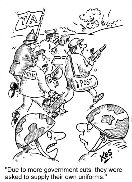 'Due to more government cuts, they were asked to supply their own uniforms.'