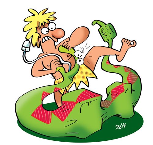 Tarzan fights snake for swallowed PC.