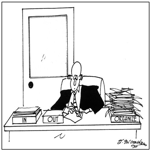 'In,' 'Out' and 'Organize.'