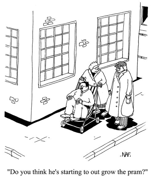 'Do you think he's starting to out grow the pram?'