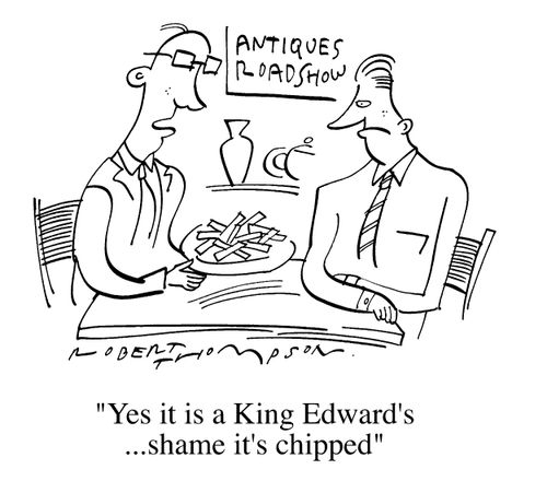 Antiques Roadshow 1, plate of chips "Yes it is a King Edward's...shame its chipped"