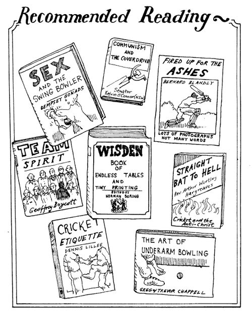 'Recommended reading' selection of books e.g.'Team spirit, by Geoffrey Boycott'
