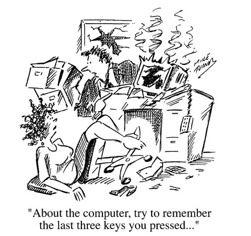 Explosion - "About the computer, try to remember the last three keys you pressed."
