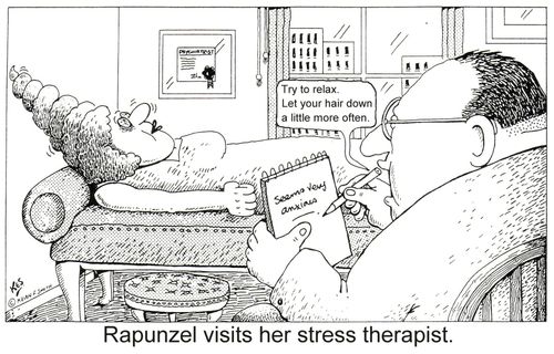 Rapunzel visits her stress therapist.