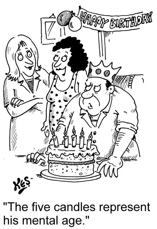 'The five candles represent his mental age.'