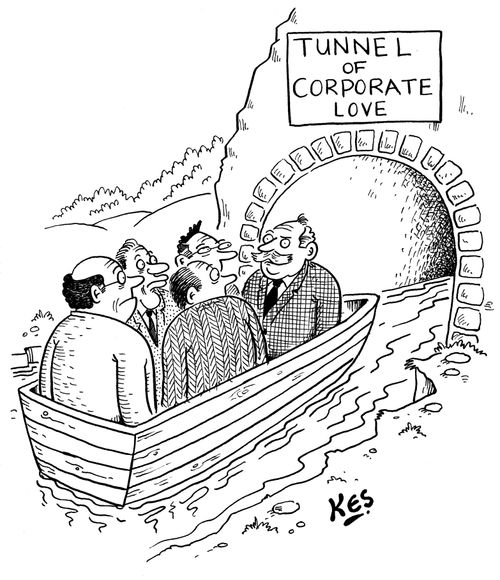 Board of Directors enter the 'Tunnel of Corporate Love'.