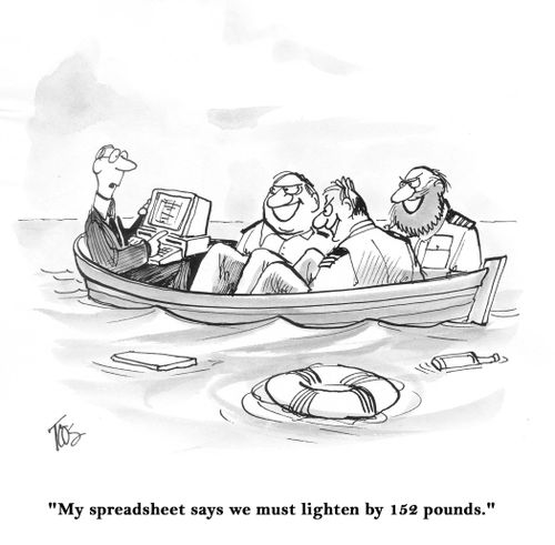 'My spreadsheet says we must lighten by 152 pounds.'