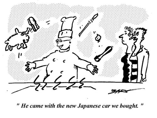 "He came with the new Japanese car we bought."