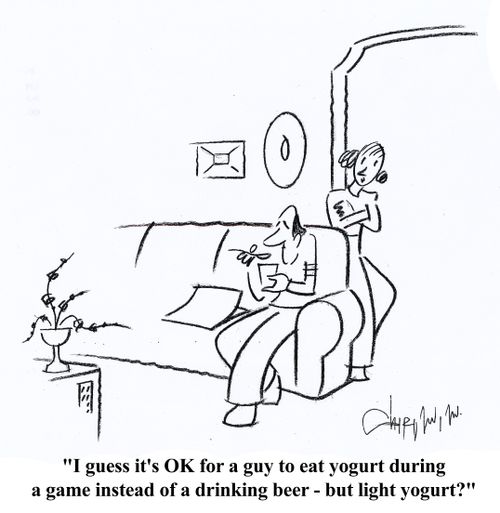 'I guess it's OK for a guy to eat your yogurt during a game instead of drinking beer - but light yogurt?'