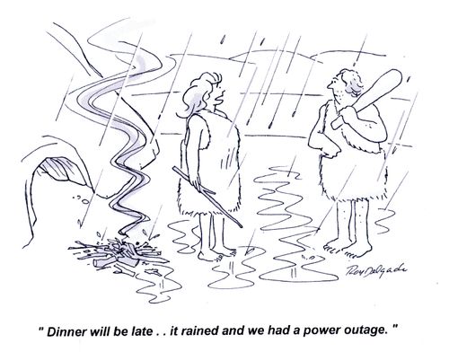 'Dinner will be late... it rained and we had a power outage.'