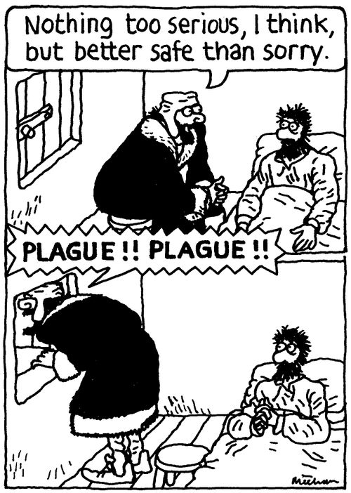 'Nothing too serious, I think, but better safe than sorry.' 'PLAGUE!! PLAGUE!!'