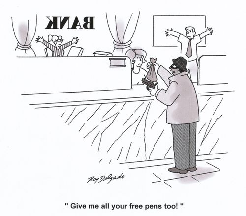'Give me all your free pens too!'
