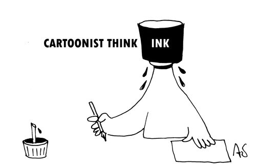 'Cartoonist thinking'