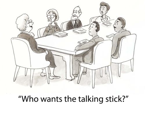 'Who wants the talking stick?'