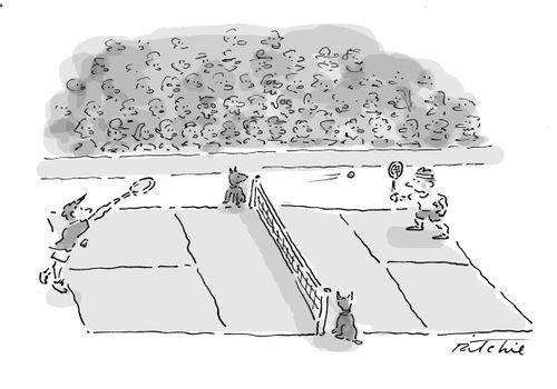 Ball boys/girls replaced by dogs.