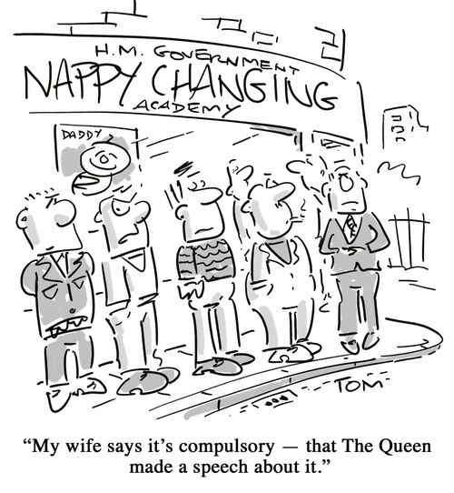  'My wife says it's compulsory - that the Queen made a speech about it.'