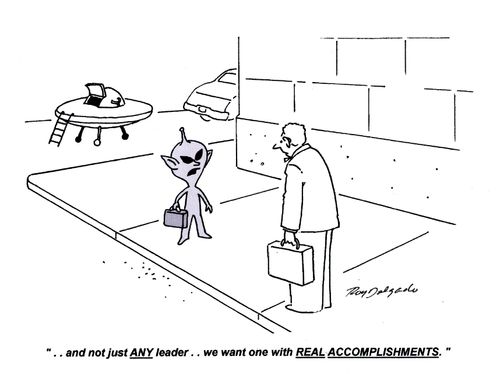 '... and not just any leader... we want one with real accomplishments.'