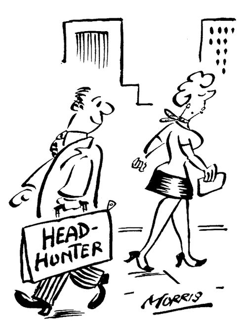 Head-hunter staring at a lady.