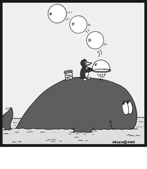 (Whale making soap-bubbles)