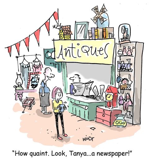 How quaint. Look, Tanya, a newspaper!