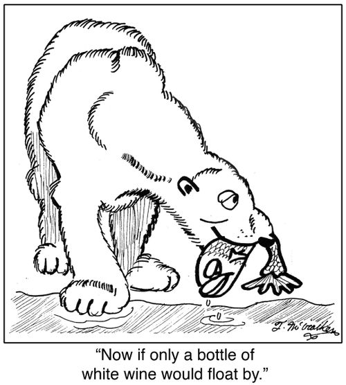 'Now if only a bottle of white wine would float by.'