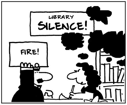 'Library silence. Fire!'