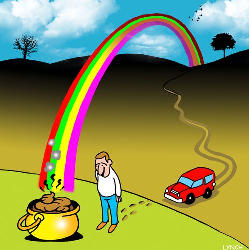 Pot of poo at the end of the rainbow.