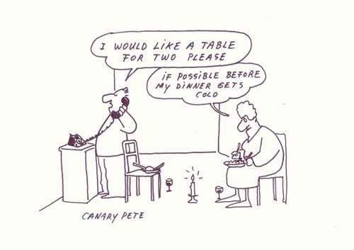 Ordering a dining table before dinner gets cold.
