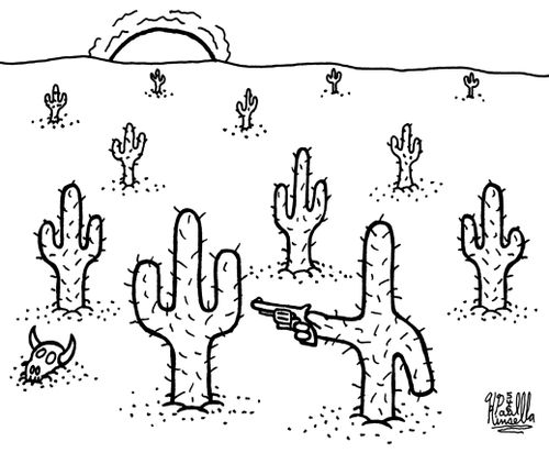 Cactus in desert with gun!