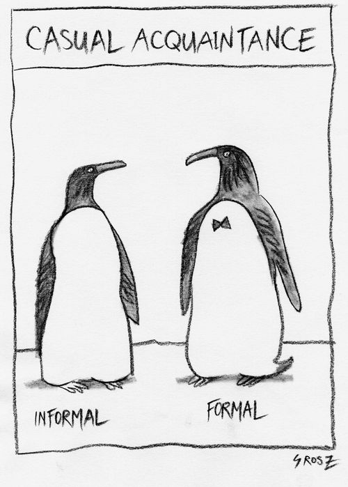 'Casual Acquaintance' (formal and informal penguins).