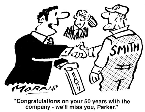 "Congratulations on your 50 years with the company - we'll miss you, Parker."