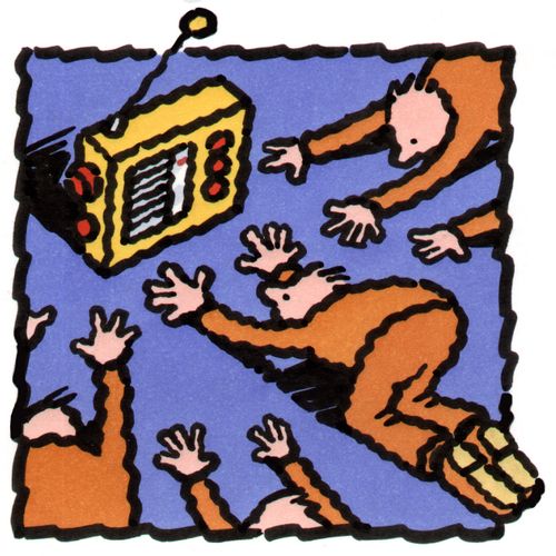 Feelings towards radios #8 People worshipping a radio.