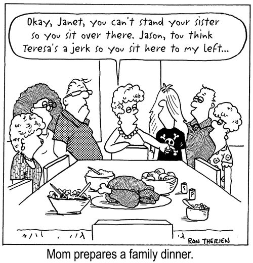 Mom prepares a family dinner