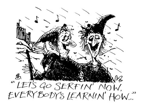 "Let's go serfin' now, everybody's learning how..."