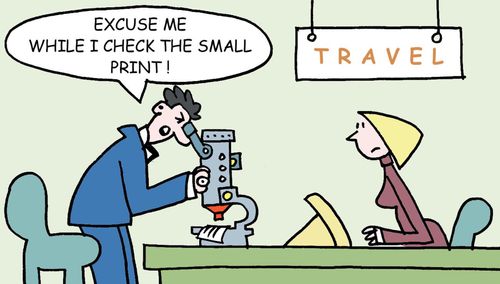 "Excuse me while I check the small print!" (Using a microscope).