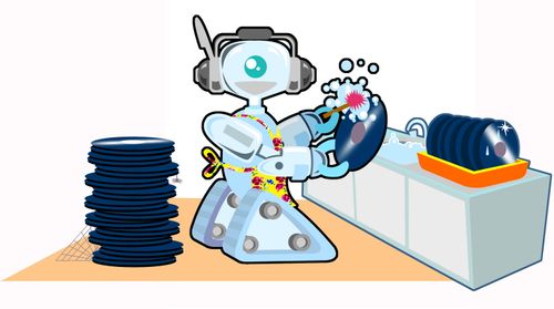 Robot Washing Up.