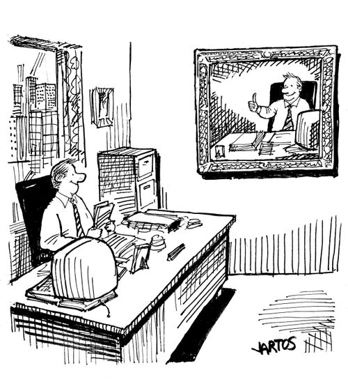 CEO Gets Thumbs Up From His Portrait.