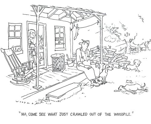 'Ma, come see what just crawled out of the woodpile.'