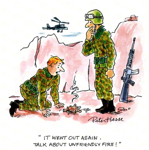'It went out again. Talk about unfriendly fire.'